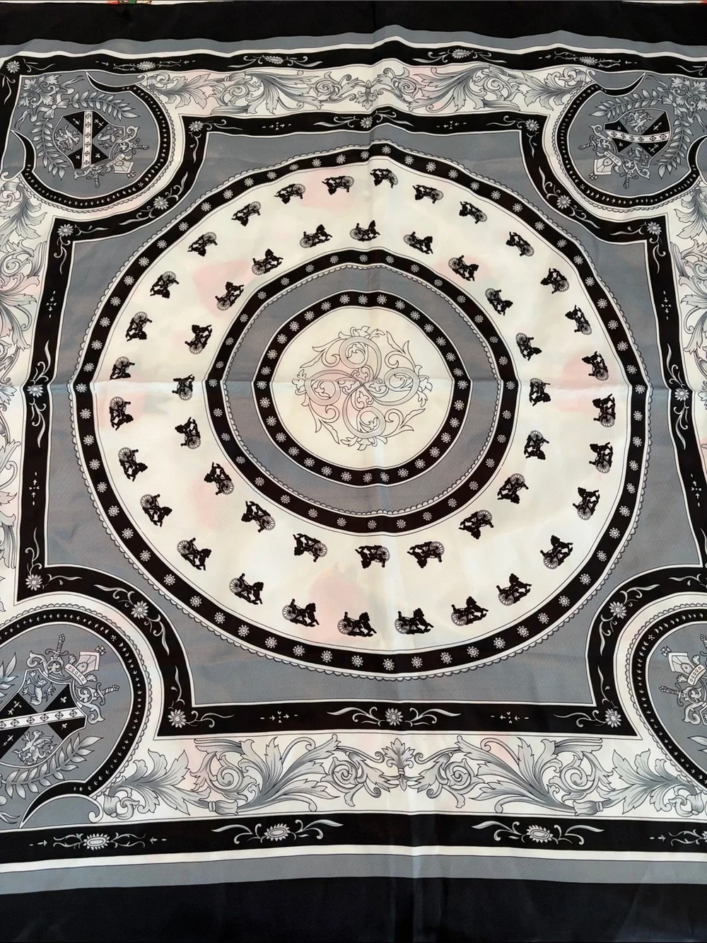 Classic Black and White Decorative Square Scarf - Home Accents